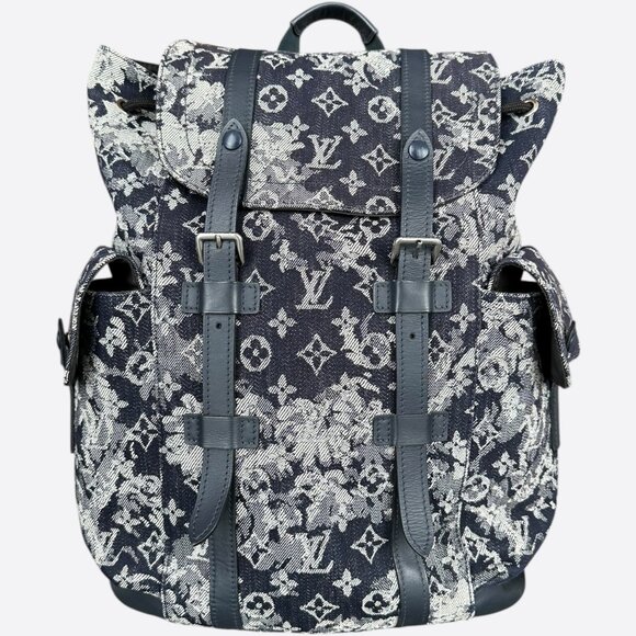 Louis Vuitton Navy Tapestry Monogram Christopher Backpack - Picture 1 of 7